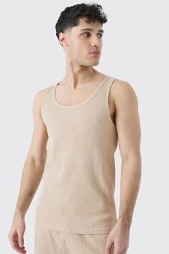 Slim Waffle Vest | BoohooMAN UK