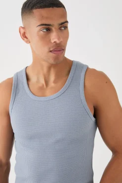 Slim Waffle Vest | BoohooMAN UK