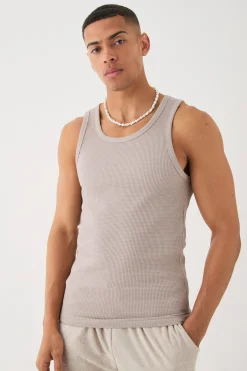 Slim Waffle Vest | BoohooMAN UK