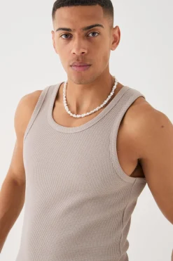 Slim Waffle Vest | BoohooMAN UK