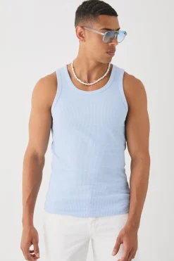 Slim Waffle Vest | BoohooMAN UK