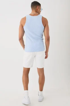 Slim Waffle Vest | BoohooMAN UK