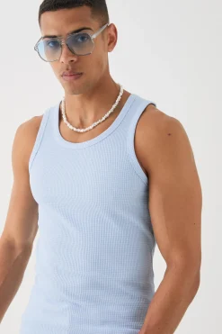 Slim Waffle Vest | BoohooMAN UK