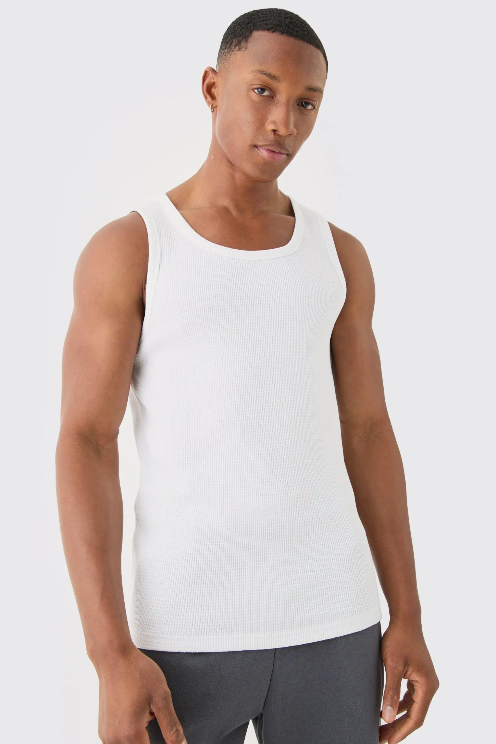 Slim Waffle Vest | BoohooMAN UK