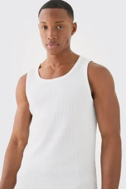 Slim Waffle Vest | BoohooMAN UK