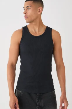 Slim Waffle Vest | BoohooMAN UK