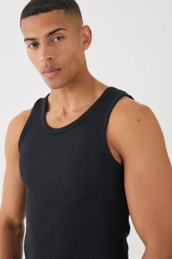 Slim Waffle Vest | BoohooMAN UK