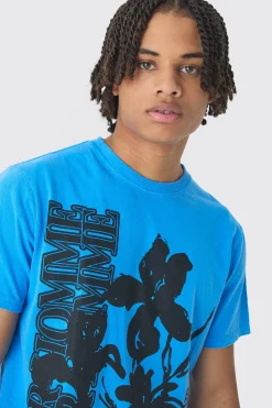 Slim Washed Floral Print T-Shirt | BoohooMAN UK