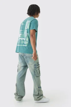 Slim Washed Geometric Print T-Shirt | BoohooMAN UK