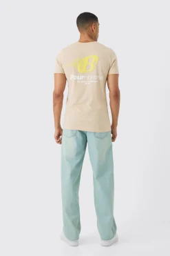 Slim Washed Pour Homme Puff Print T-Shirt | BoohooMAN UK