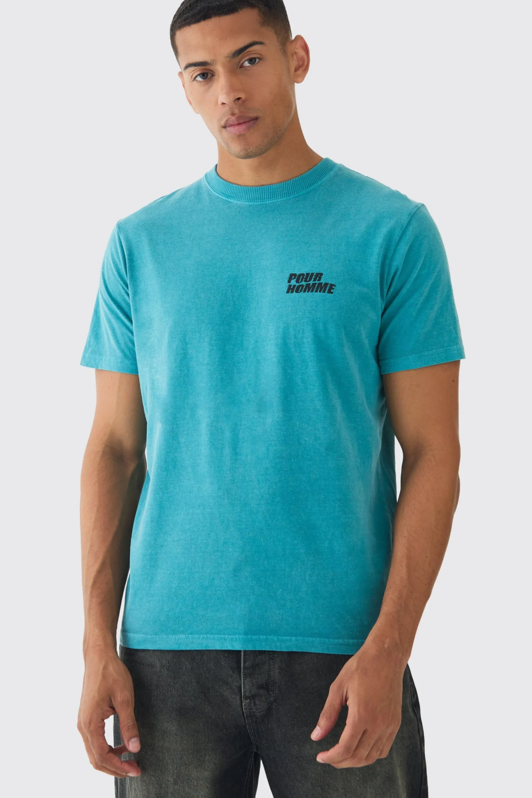 Slim Washed Pour Homme T-Shirt | BoohooMAN UK
