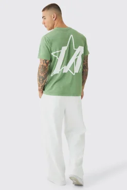 Slim Washed Star Back Print T-Shirt | BoohooMAN UK