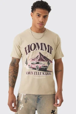 Slim Washed Western Print T-shirt | BoohooMAN UK