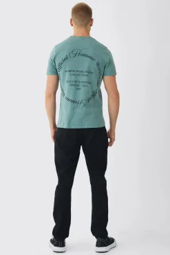 Slim Washed Worldwide Print T-Shirt | BoohooMAN UK