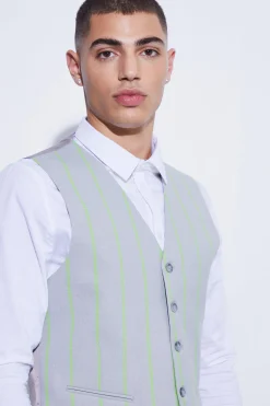 Slim Wide Stripe Waistcoat | BoohooMAN UK