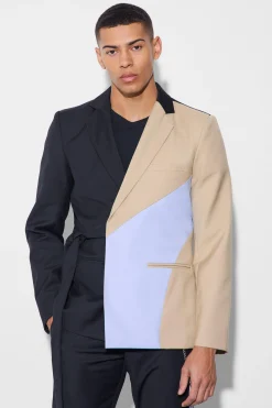 Slim Wrap Panel Suit Jacket | BoohooMAN UK