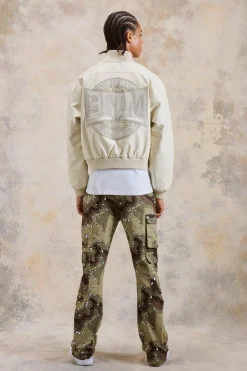 Slim Zip Flare Gusset Multi Cargo Camo Trouser | BoohooMAN UK