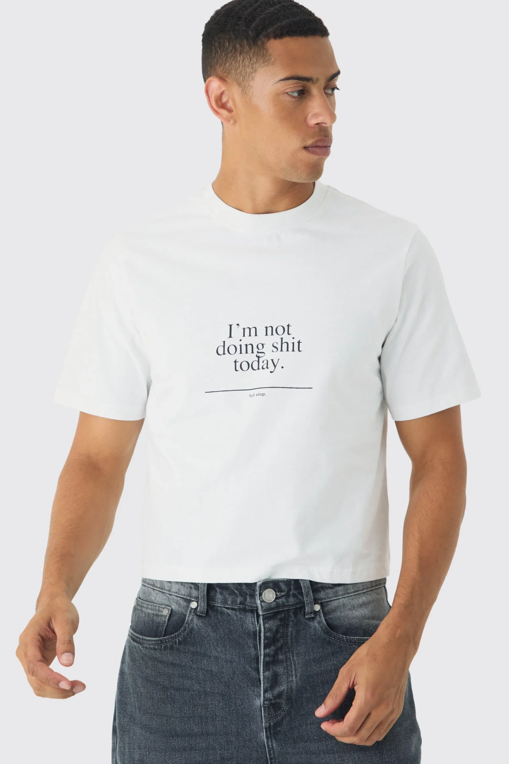 Slogan Print T-shirt | BoohooMAN UK