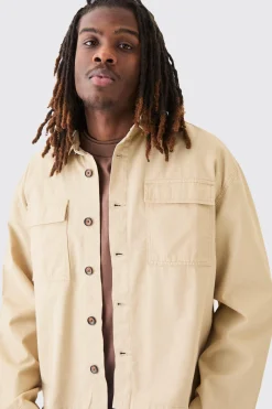 Smart Boxy Twill Pocket Shirt | BoohooMAN UK