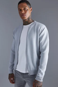 Smart Knitted Bomber | BoohooMAN UK