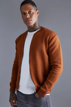 Smart Knitted Bomber | BoohooMAN UK