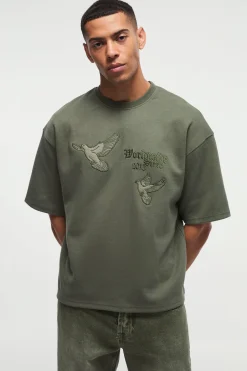 Smart Oversized Boxy Embroidered Interlock T-shirt | BoohooMAN UK