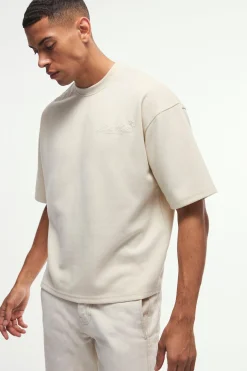 Smart Oversized Boxy Puff Print Interlock T-shirt | BoohooMAN UK