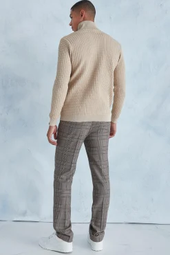 Smart Popcorn Texture Roll Neck Jumper | BoohooMAN UK