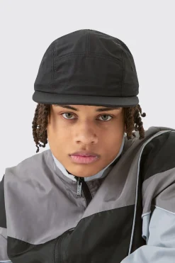 Soft Touch Woven Camper Hat In Black | BoohooMAN UK