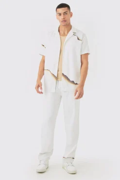 Soft Twill Oversized Printed Shirt & Trouser Set | BoohooMAN UK