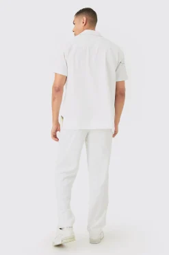 Soft Twill Oversized Printed Shirt & Trouser Set | BoohooMAN UK