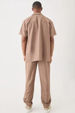 Soft Twill Oversized Shoulder Detail Shirt & Trouser Set | BoohooMAN UK