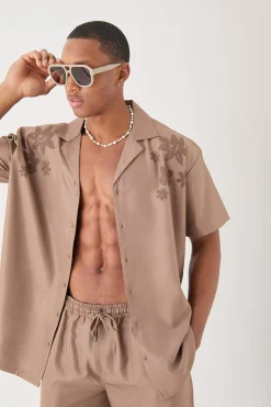 Soft Twill Oversized Shoulder Detail Shirt & Trouser Set | BoohooMAN UK