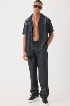 Soft Twill Oversized Shoulder Detail Shirt & Trouser Set | BoohooMAN UK