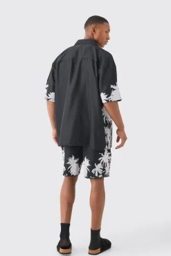 Soft Twill Palm Hem Oversized Boxy Shirt & Short | BoohooMAN UK