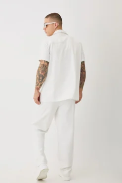 Soft Twill Tonal Monogram Shirt & Trouser Set | BoohooMAN UK