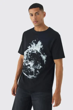 Space Moon Graphic T-Shirt | BoohooMAN UK