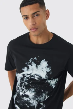 Space Moon Graphic T-Shirt | BoohooMAN UK