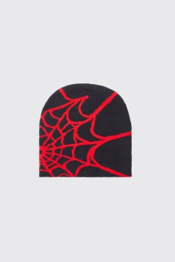 Spiderweb Graphic Beanie | BoohooMAN UK