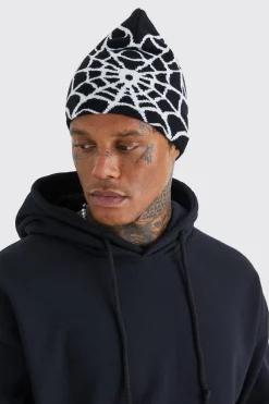 Spiderweb Graphic Beanie | BoohooMAN UK