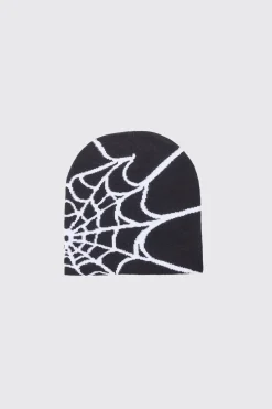 Spiderweb Graphic Beanie | BoohooMAN UK