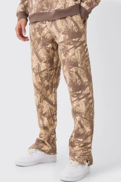Split Hem Forest Camo Jogger | BoohooMAN UK