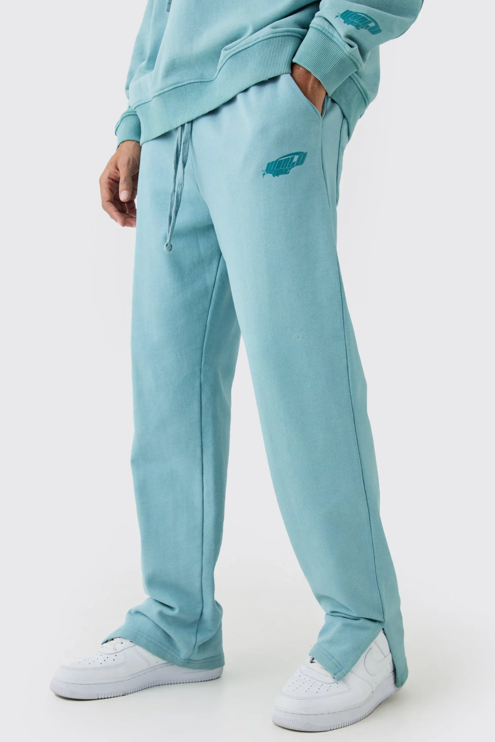 Split Hem Washed Joggers | BoohooMAN UK