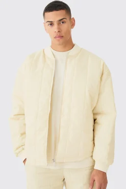 Square Quilted Oversized Pocket Bomber Jacket | BoohooMAN UK
