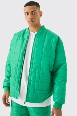 Square Quilted Oversized Pocket Bomber Set | BoohooMAN UK