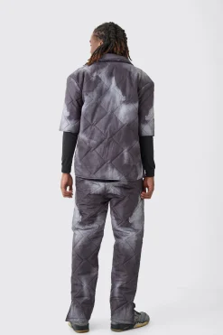 Square Quilted Tie Dye Shirt &Trouser Set | BoohooMAN UK