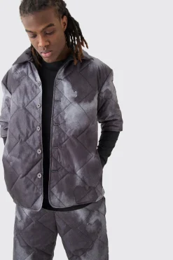 Square Quilted Tie Dye Shirt &Trouser Set | BoohooMAN UK