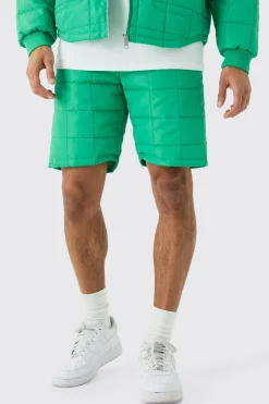 Square Quilted Toggle Waist Shorts | BoohooMAN UK