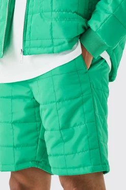 Square Quilted Toggle Waist Shorts | BoohooMAN UK