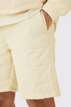 Square Quilted Toggle Waist Shorts | BoohooMAN UK